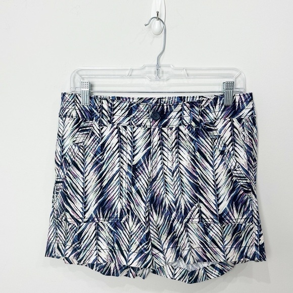 Banana Republic Pants - Banana Republic Leaf Print Cotton Shorts White Purple Pink Green Patch Pockets